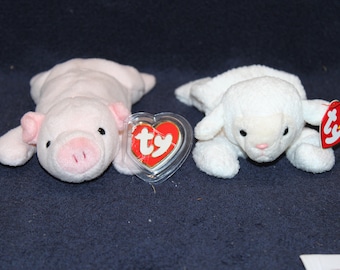 Choice Ty 4005 Beanie Babies Squealer The Pig Pink OR TY Beanie Baby Fleece the Lamb Ty#4