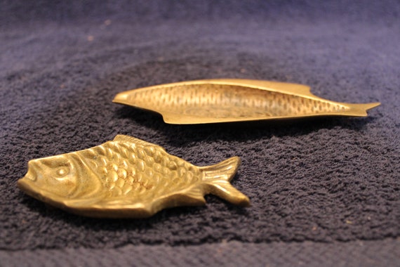VINTAGE FISH ASHTRAY 真鍮 ヴィンテージ 熱帯魚 Lot of 2 Vintage Brass Fish Ashtray Dish Ornate Midcentury
