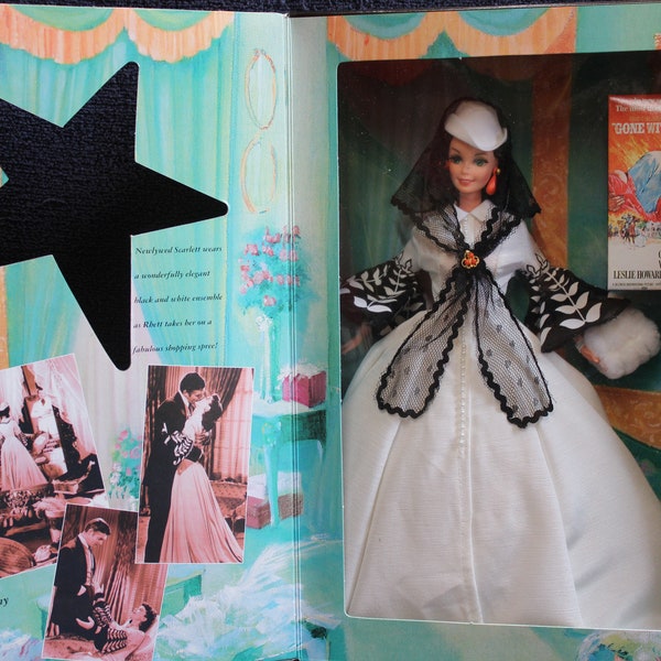 1994 Gone with the Wind Barbie as Scarlett O'Hara Black & White Dress GB3-73