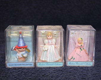 Hallmark 2000 Merry Miniatures Tiny Topper Happy Hatters,Tooth Fairy 1999 and Pink Pristine Angel 1997
