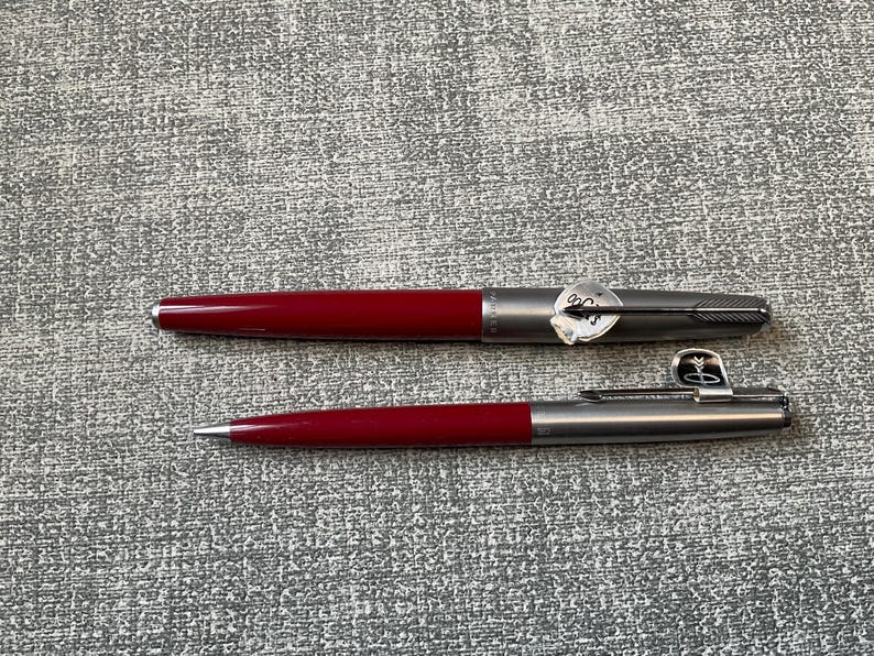 Vintage Red Parker 61 Fountain Pen & Pencil Set in Box P4-736 - Etsy