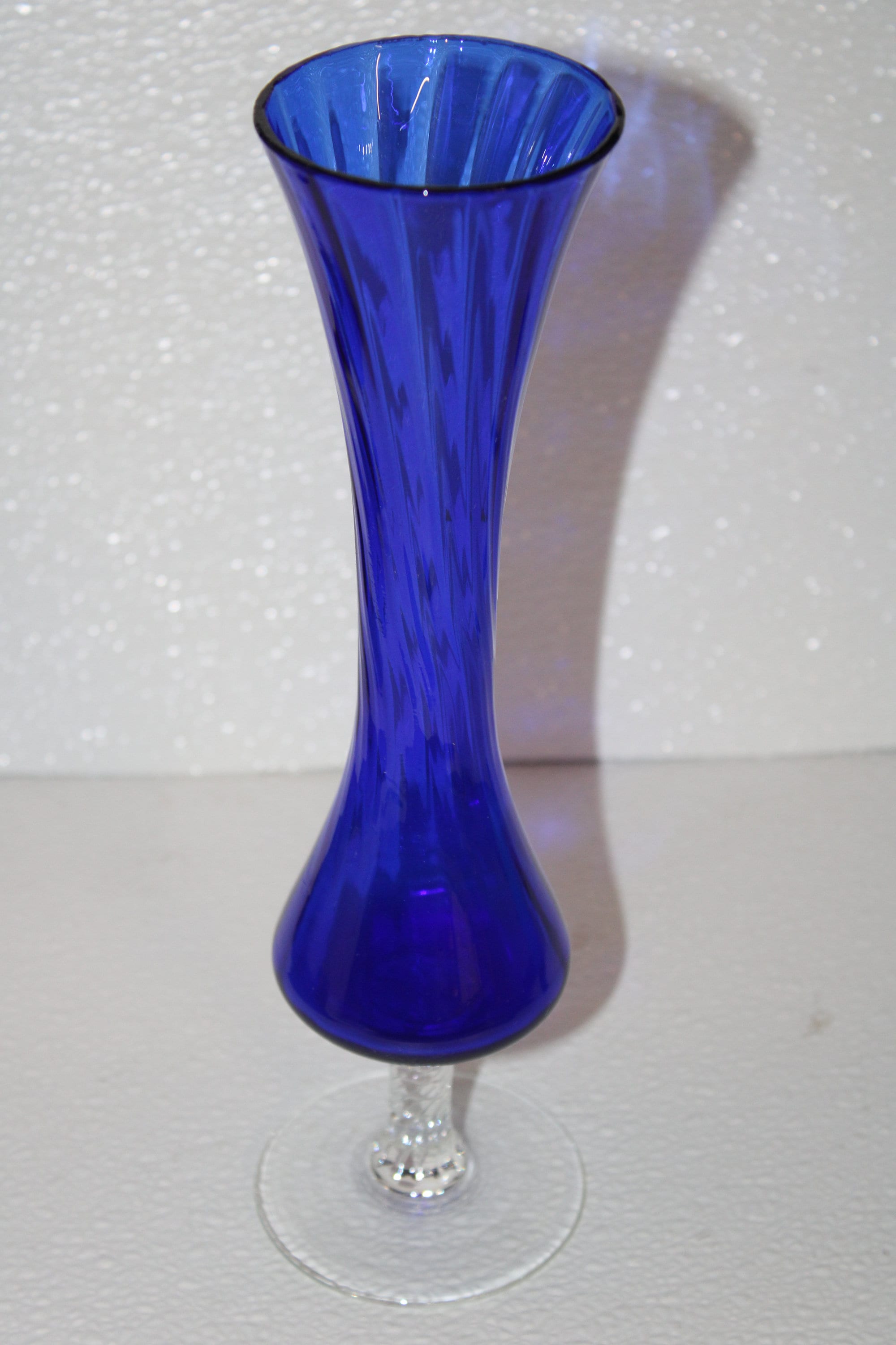 Vintage Cobalt Blue Tall Stem Glass Vase OR Vintage Blue Etsy