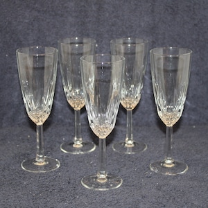 Set Of 5 Vintage Champagne Flute Wine Glass T#15-2