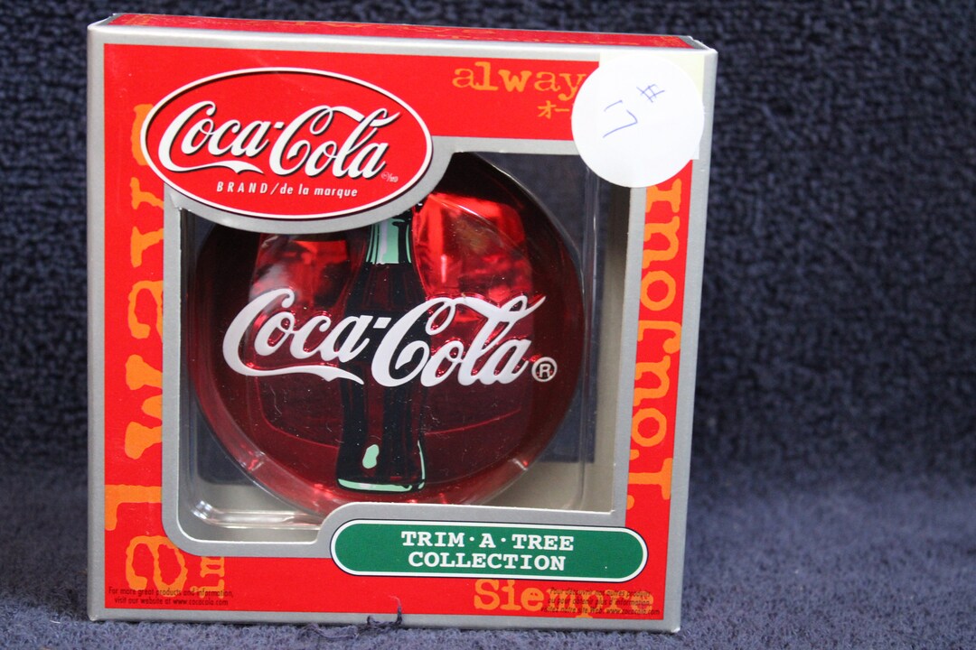 Coca-cola Ornament Trim A Tree Collection Red Disk Santa Holographic ...