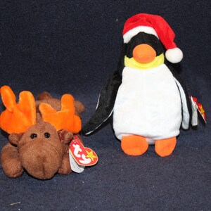 Choice TY Beanie Baby Chocolate the Moose OR TY Beanie Baby - Zero the Penguin Ty#3