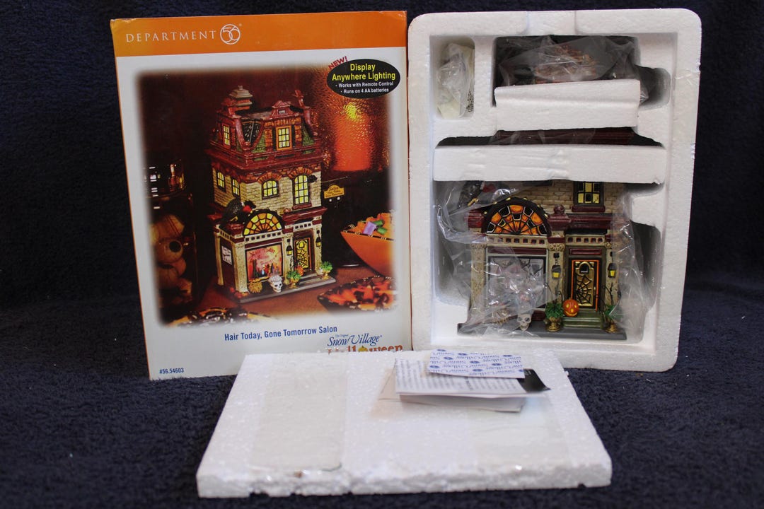 Department 56 Snow Village Halloween- Hair Today, Gone Tomorrow Salon LA13-103