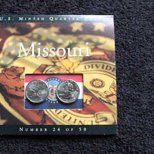 U.S. Minted Quarter Dollar, Coins of America #24 of 50 MISSOURI Box 11 Bg4