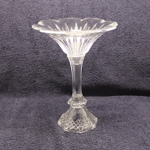 Vintage Crystal Pedestal Flower Candle Dish