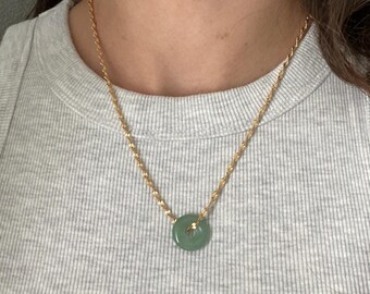 round circle donut green aventurine charm only- chain not included