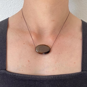 Oval Agate Slice Necklace: Adjustable Black Cord Pendant
