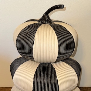 Black and White Metal Pumpkins Decor Stackable