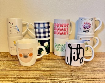 Assorted Mugs: Fun Shapes & Sizes - Dishwasher/Microwave Safe