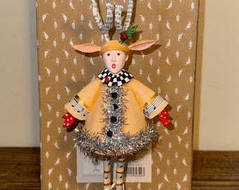 Lennon Reindeer Boy Holiday Caroler Ornament — Patience Brewster by Mackenzie-Childs