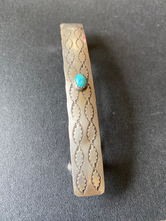 Navajo ~ Stamped Sterling Silver / Turquoise Barre