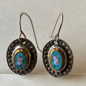 Earrings ~ Antique Buttons Set in Sterling Silver