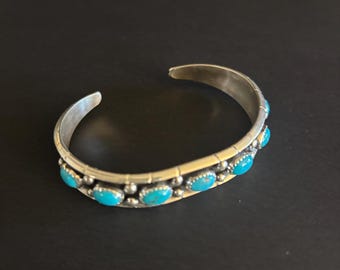 Vintage Navajo Sterling Silver Turquoise Spiny Oyster Heavy Cuff ...