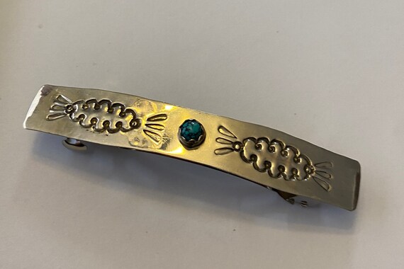 Rob Johnson Vintage Navajo Sterling Silver Native American Hair Clip Barrette Rob Johnson Vintage Navajo Sterling Silver Native American Hair Clip Barrette