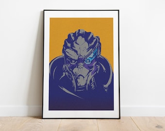 Garrus Vakarian portrait from Mass Effect pop art inspired poster