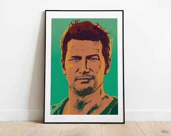 Nathan Drake portrait from Uncharted pop art inspired poster