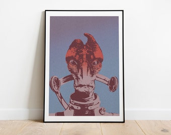 Mordin Solus portrait from Mass Effect pop art inspired poster