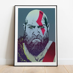Kratos portrait from God Of War pop art inspired poster