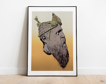 Mímir portrait from God Of War pop art inspired poster