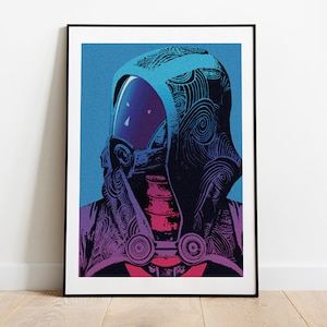 Tali'Zorah portrait from Mass Effect pop art inspired poster