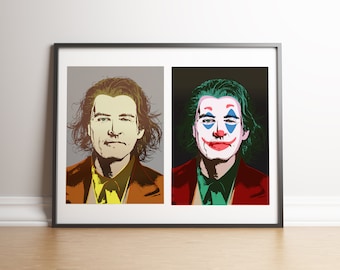 Póster inspirado en el arte pop de Joaquin Phoenix como Arthur Fleck y Joker