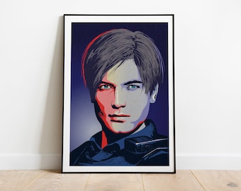Leon Scott Kennedy portrait from Resident Evil pop art inspired poster