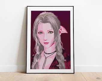 Aerith Gainsborough from Final Fantasy VII pop art inspired poster