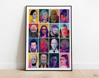 Op cyberpunkpop-art geïnspireerde poster (met mannelijke V)