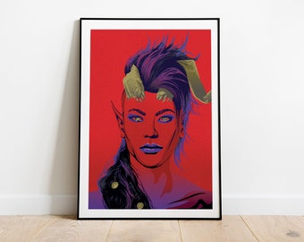 Karlach from Baldurs Gate 3 portrait pop art inspired poster