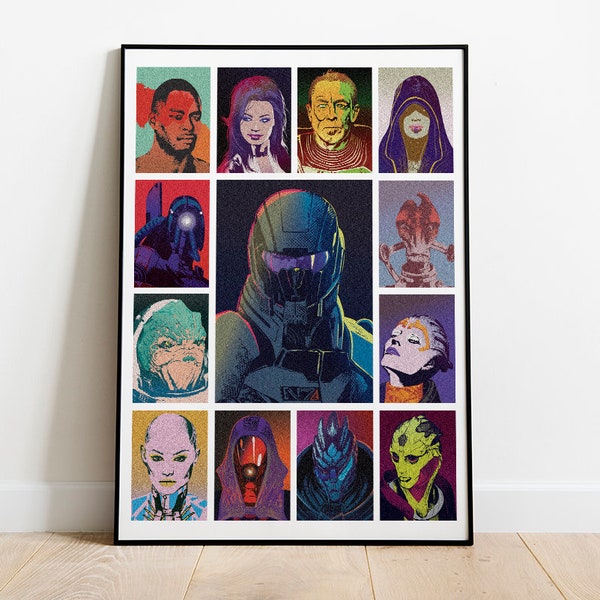 Mass Effect 2 squad pop art inspired poster