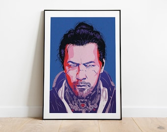 Goro Takemura van Cyberpunk portret pop-art geïnspireerde poster