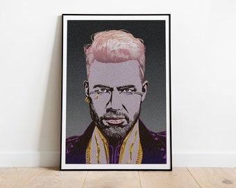 Kerry Eurodyne del cartel inspirado en el arte pop del retrato Cyberpunk