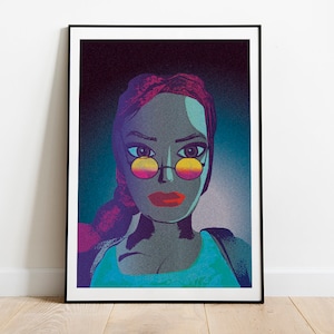Lara Croft portrait from Tomb Raider pop art inspired poster