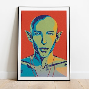 Solas portrait from Dragon Age pop art inspired poster