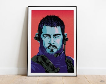 Chris Redfield portrait from Resident Evil pop art inspired poster