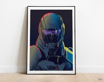 Commander Shepard portrait from Mass Effect pop art inspired poster