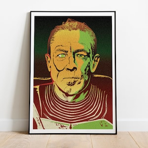 Retrato de Zaeed Massani em pôster inspirado na arte pop de Mass Effect