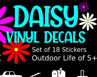 Daisy vinyl decals, Daisies stickers, Camper Stickers, Car Stickers