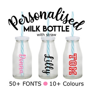 Personalised Milk Bottle with Straw
