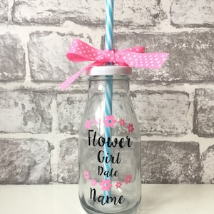 Personalised Flower Girl Milkshake bottle cup image 1