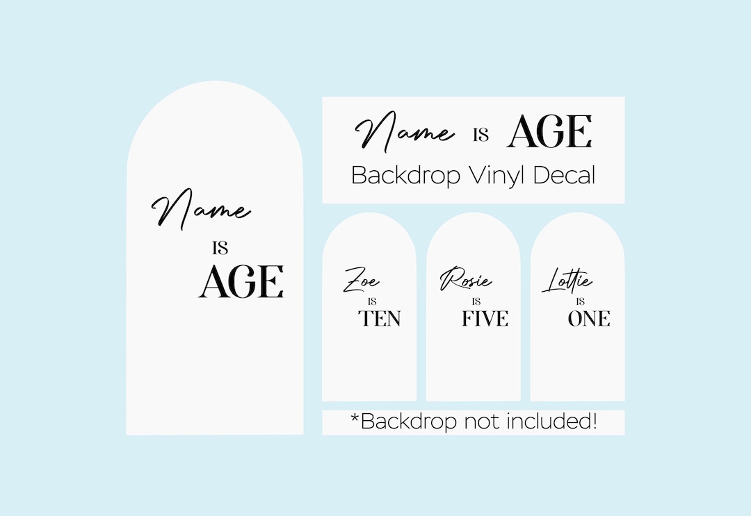 Personalized Name Age Backdrop Vinyl Decal - Etsy UK