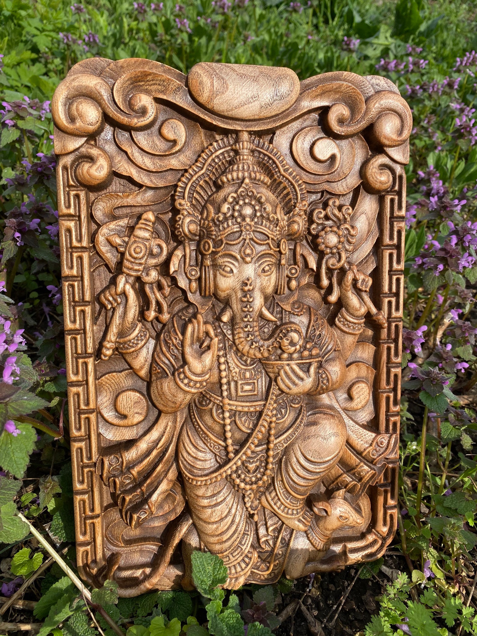 GANESHA wooden carved picture Ganesha wall art Ganesh wooden Etsy
