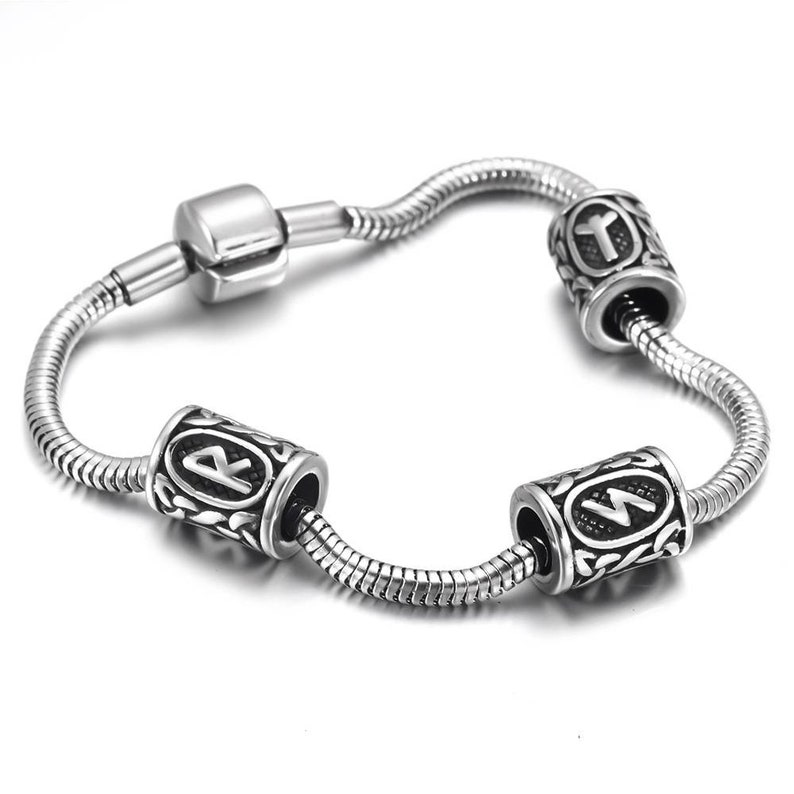 Lucky Bracelet Gift for Her Stainless Steel Bracelet Runes Etsy