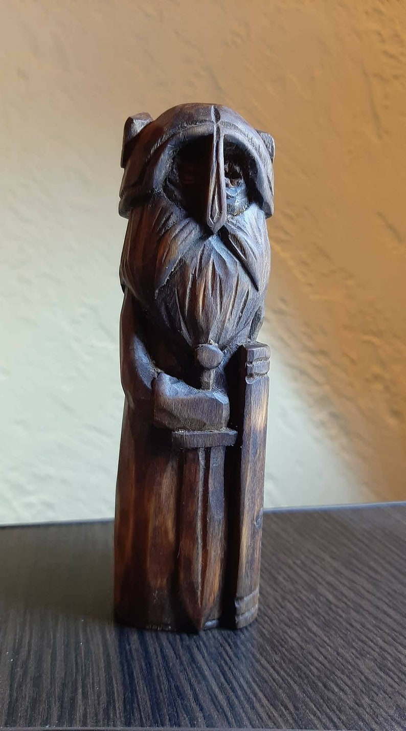 Odin God wooden statue Hand carved wooden statue Wotan Etsy