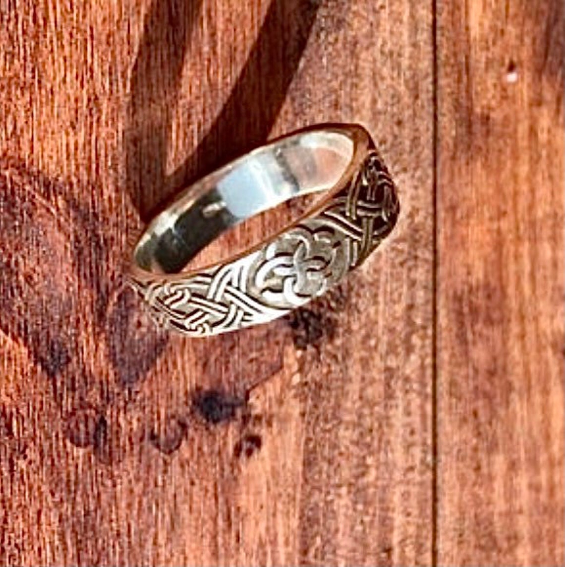 Silver wedding rings Celtic style Eternal love ethnic