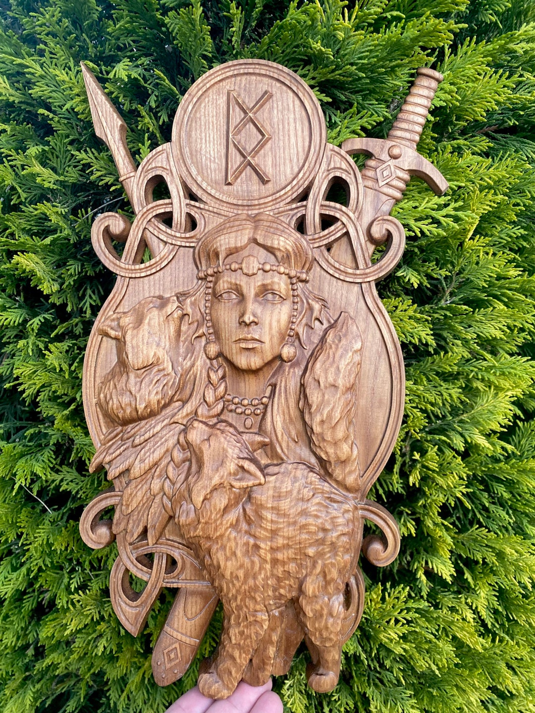 Hand Carved Wall Decor Freya Wooden Goddess Freya Hand Crafted Etsy