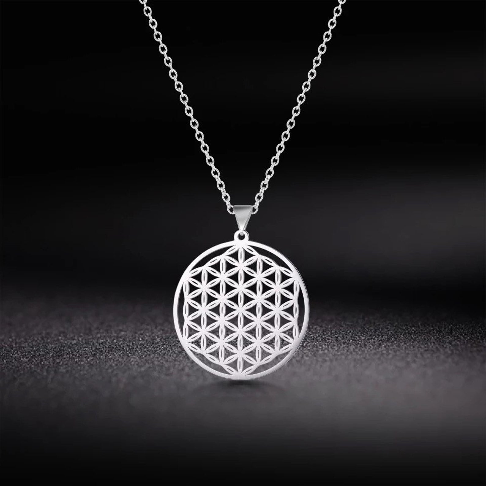 Sacral Geometry Flower of Life Necklace Pendant Stainless Etsy